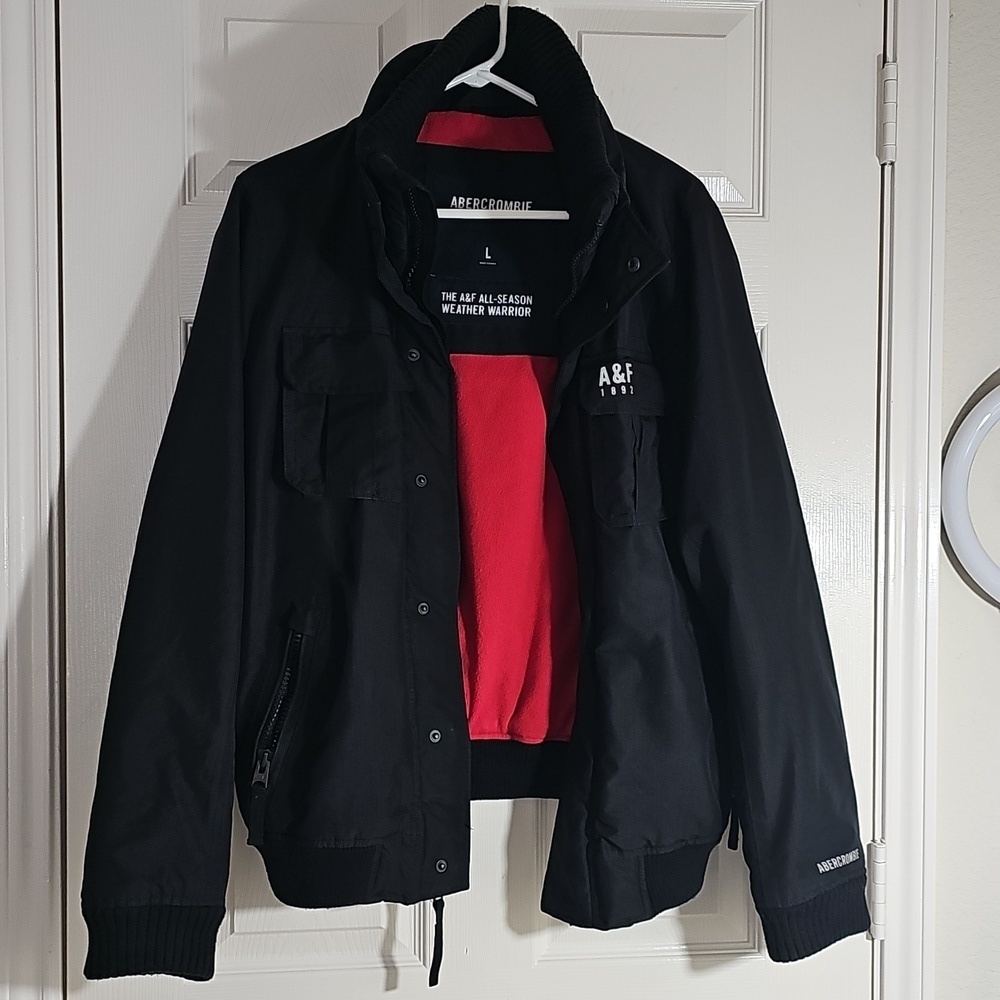 Abercrombie & Fitch Unisex All Seasons Weather Warrior Black Bomber Jacket Large